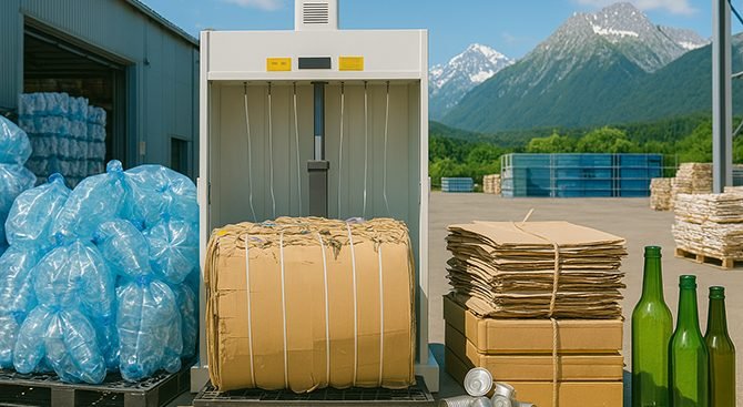 karton, naylon, pet şişe, kâğıt, kumaş atıkları için presleme ve balyalama makinaları