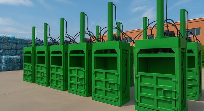 karton, naylon, pet şişe, kâğıt, kumaş atıkları için presleme ve balyalama makinaları